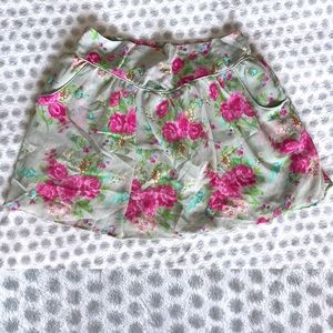 Green and pink floral print skirt - medium